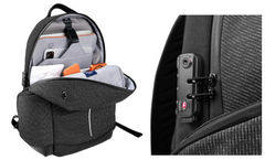 WIWU Anti-Theft Numeric Lock Backpack – 15.6-inch Laptop, Security Cable & 60W Charging Cable, Black