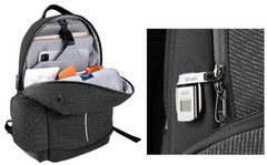 WIWU Anti-Theft Fingerprint Lock Backpack – 15.6-inch Laptop, Security Cable & 60W Charging Cable, Black