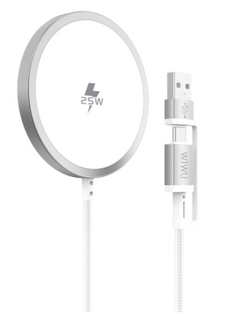 WIWU Wi-C103 Tianlink Magnetic Wireless Charger – 25W Qi2.2, USB-C with USB-A Adapter, 1.2m