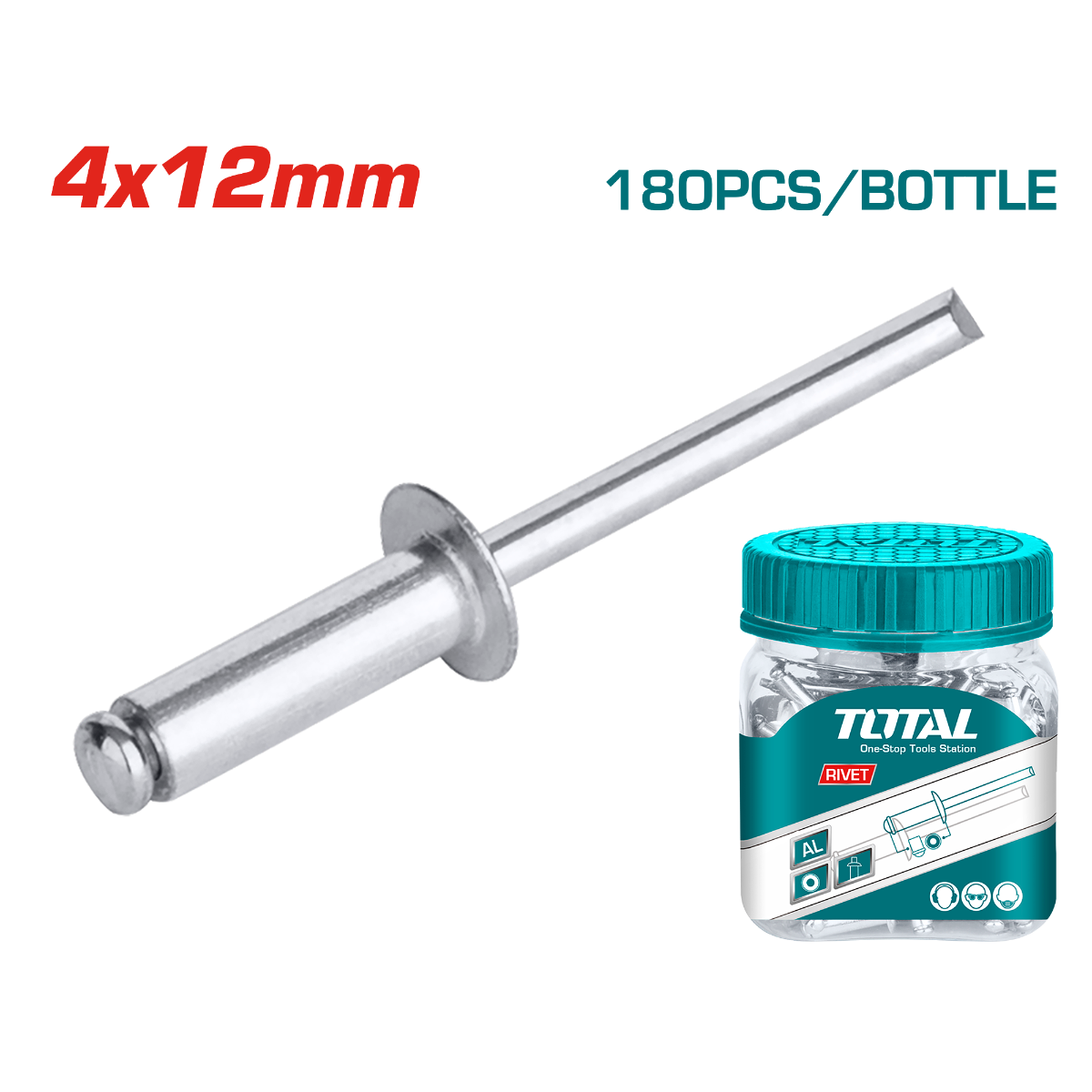 TOTAL 180Pcs Rivet 4x12mm (WJRT4001211)
