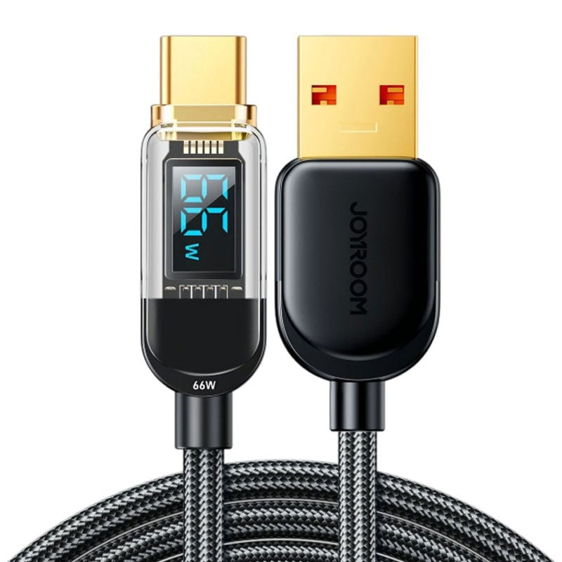 Joyroom 66W USB-A to Type-C Digital Display Fast Charging Data Cable 1.2m - Black