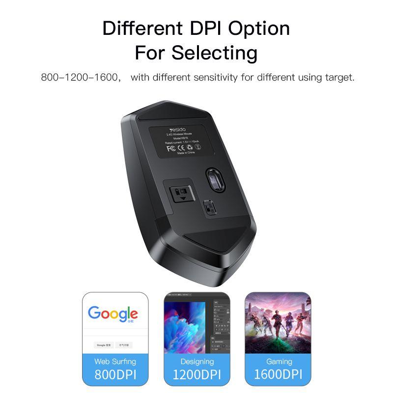 ماوس يسيدو اللاسلكي المريح والدقيق - أسود