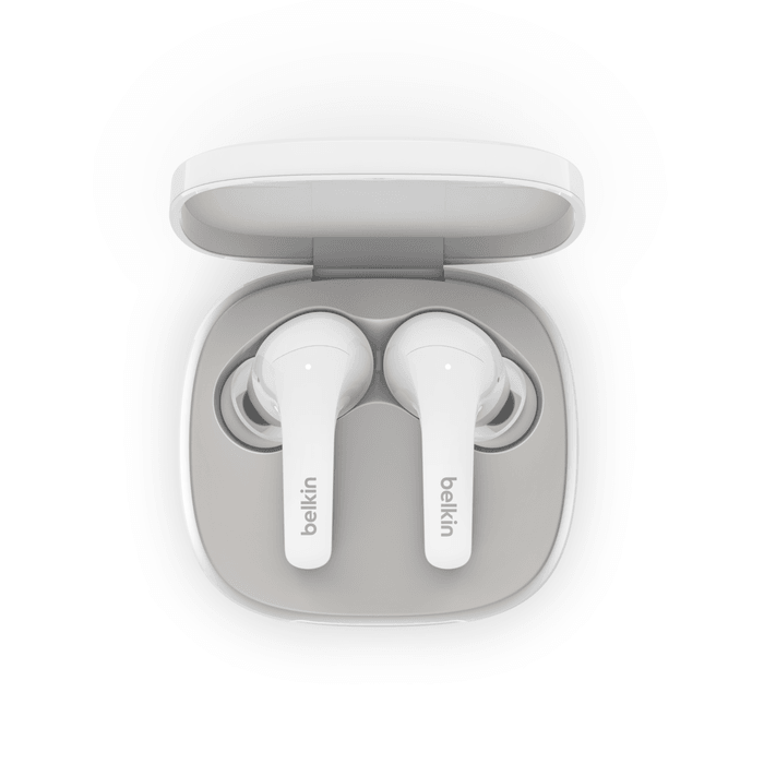 Belkin SOUNDFORM Flow ANC TWS Earbuds Clear Sound & Comfort - White & Black