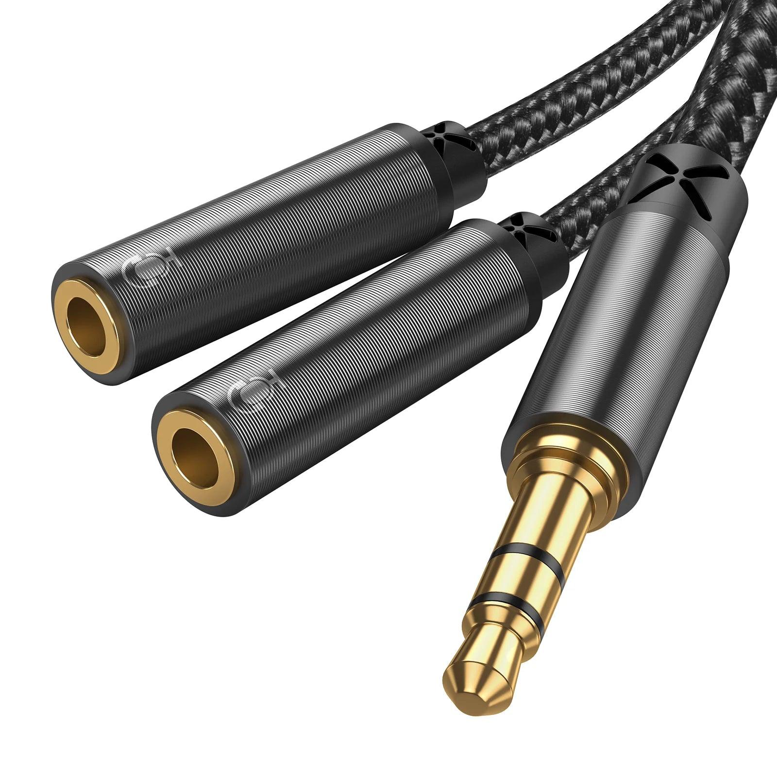 Joyroom SY-A04 Headphone male to 2-female Y-splitter audio cable 0.2m-black