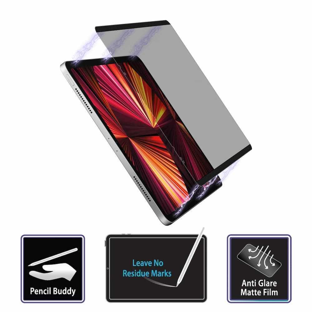 غلاف شاشة مغناطيسي يشبه الورق من Wiwu Iprivacy لجهاز iPad / 12.9 بوصة - أسود شفاف