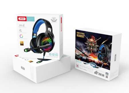 سماعات XO GE-03 سلكية للألعاب بمنفذ Lightning مع مقبس AUX - أسود