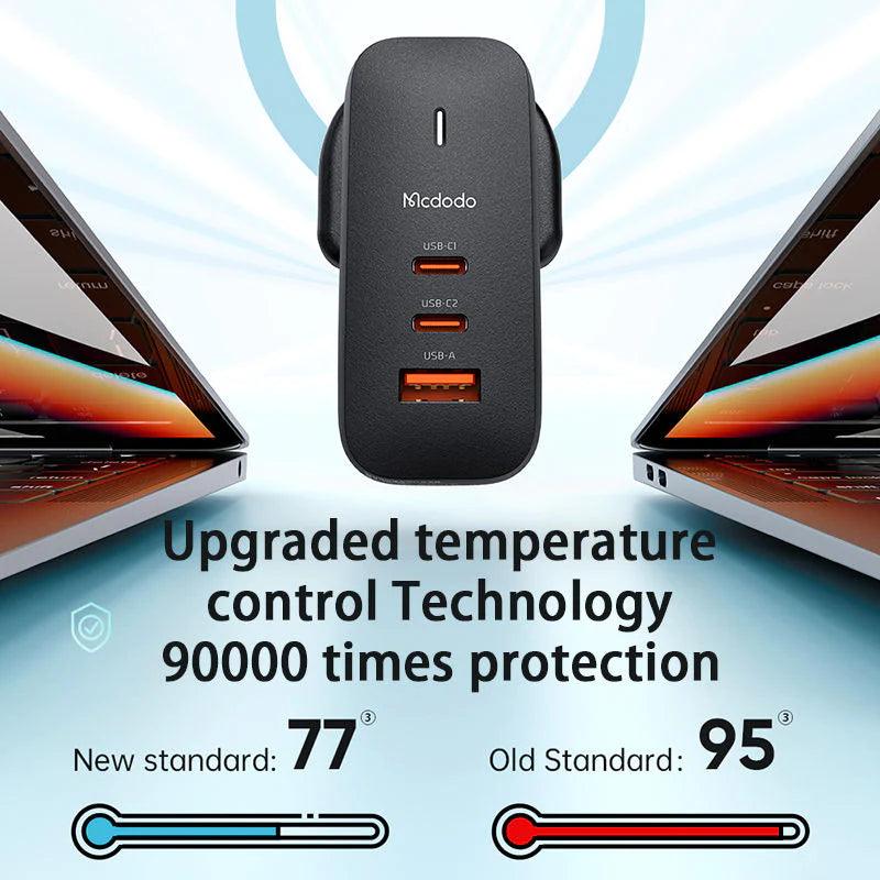 شاحن مكدودو 65 وات جان سريع بمنفذين تايب سي ويو إس بي مع كابل 60 وات - أسود