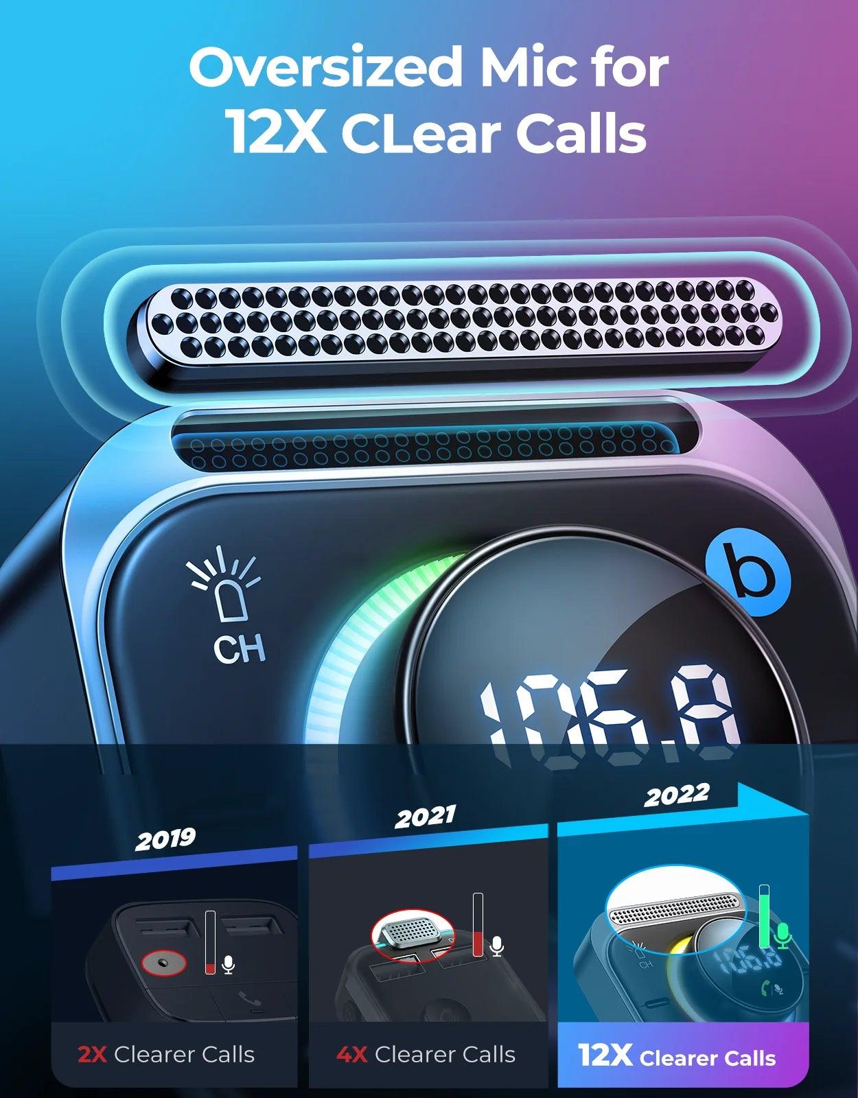 جهاز إرسال وشاحن سيارة بلوتوث 30 وات من جوي روم ومحور موسيقى - أسود