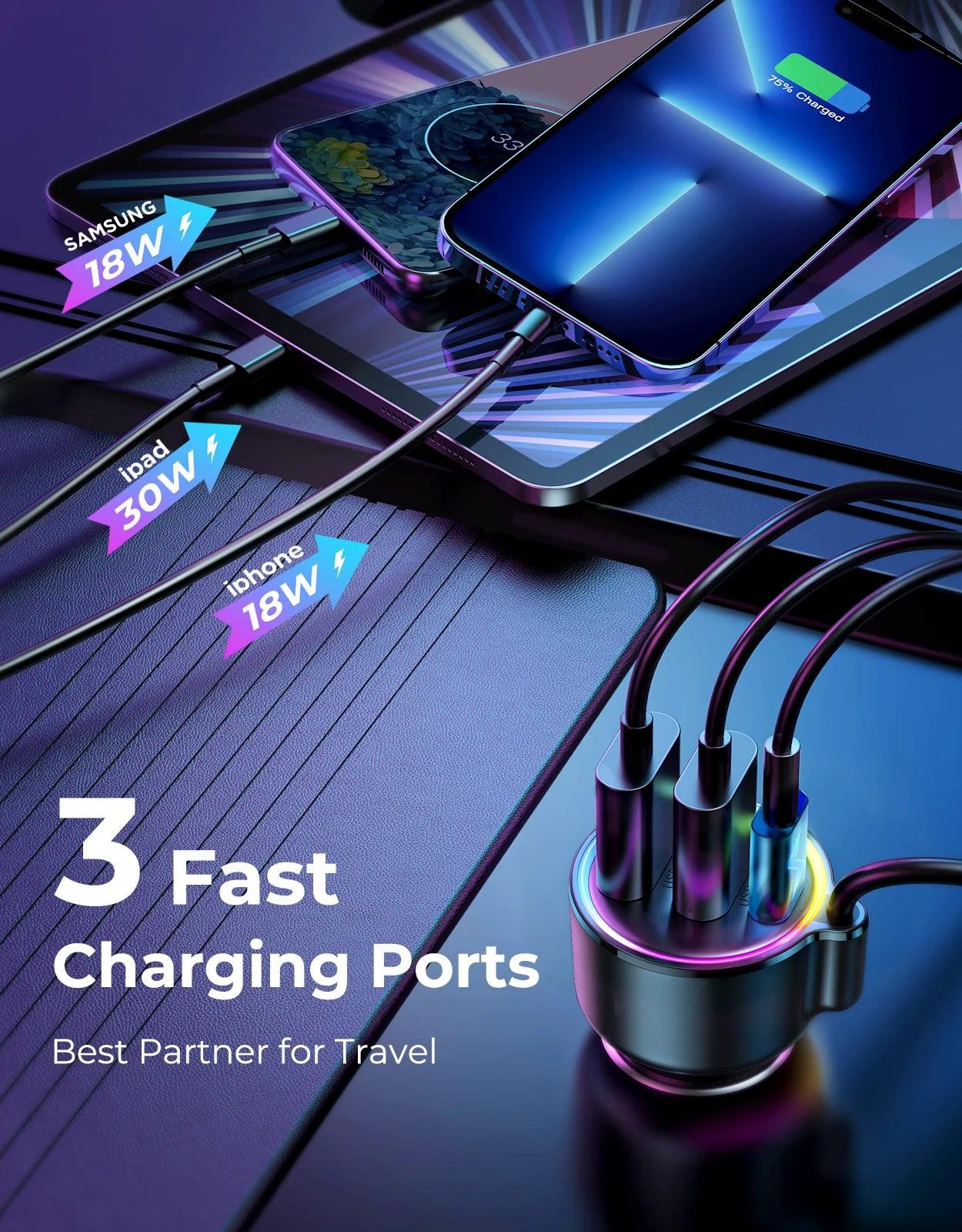 Joyroom 30W Bluetooth Car Transmitter Charger & Music Hub - Black