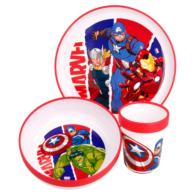 Stor Non Slip 3pcs Bicolor Premium Set (Plate, Bowl & Tumbler 260 Ml Bicolor Premium) Avengers Comic Heroes