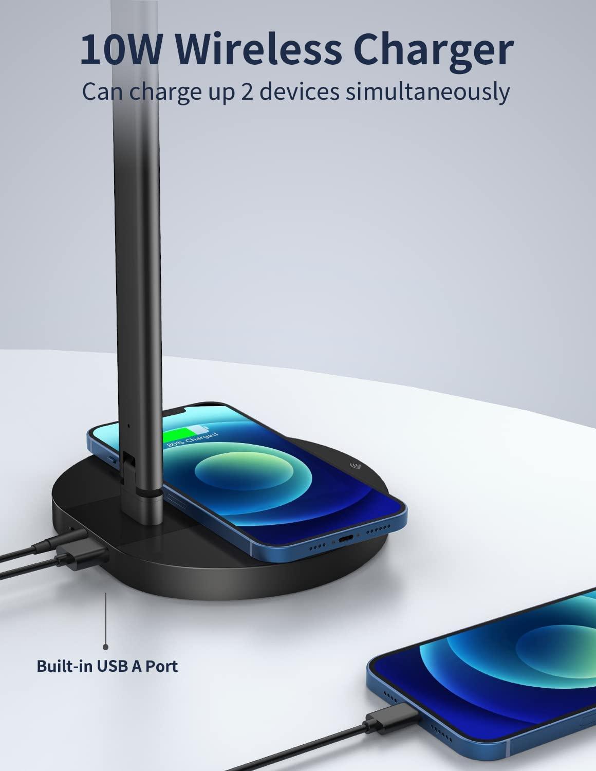 مصباح مكتبي ليد من موماكس مع شاحن لاسلكي ذكي - أسود