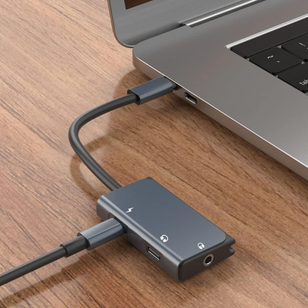 محول صوت ويوو برو من تايب سي إلى تايب سي و3.5 مم - رمادي LT02