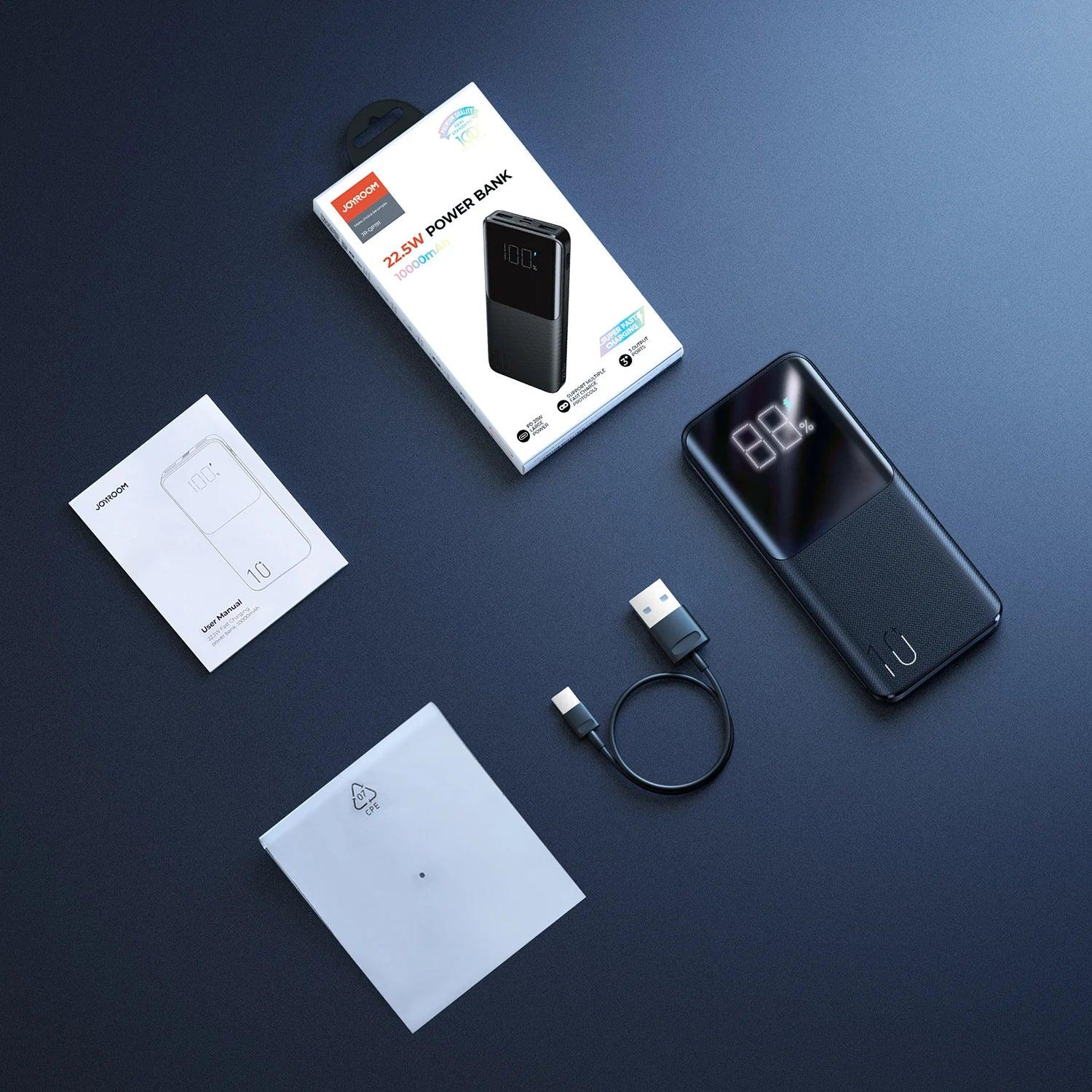 JOYROOM 10000mAh 22.5W Portable Power Bank Fast and Reliable - Black