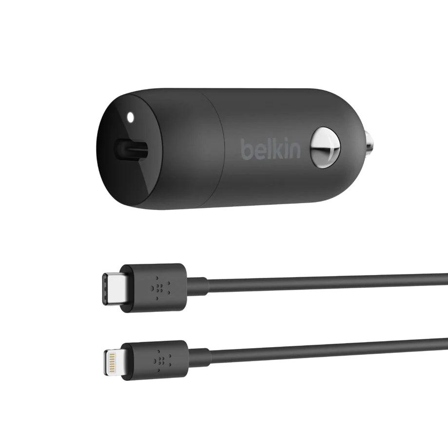 Belkin 20W PD Car Charger with Lightning to USB C Cable - Black
