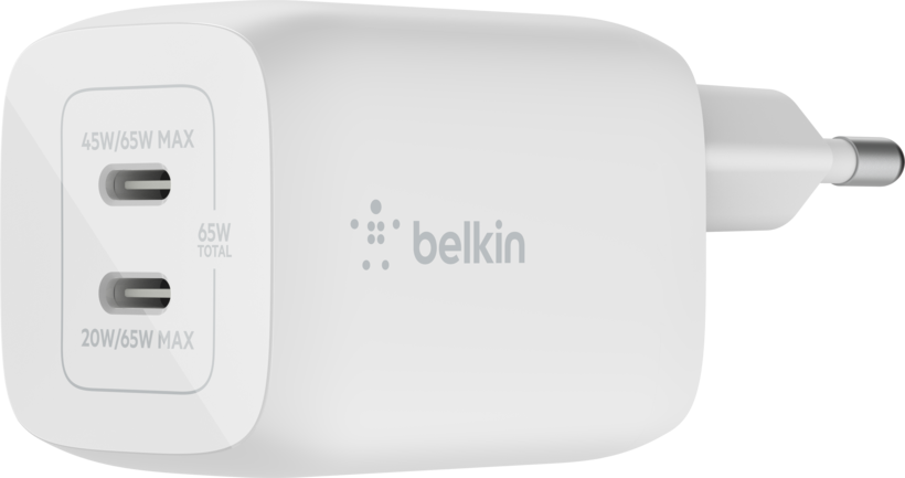 Belkin 65W Dual USB C PD GaN Wall Charger with PPS