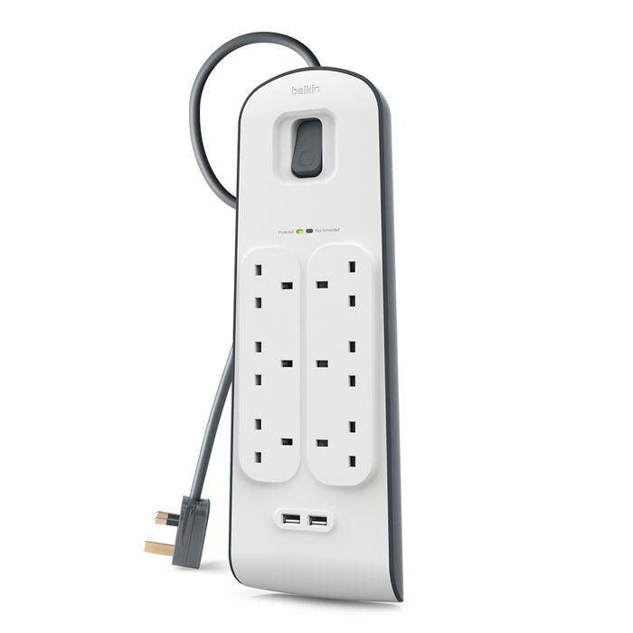 Belkin 6 Outlet Surge Protector with Dual USB Ports - White