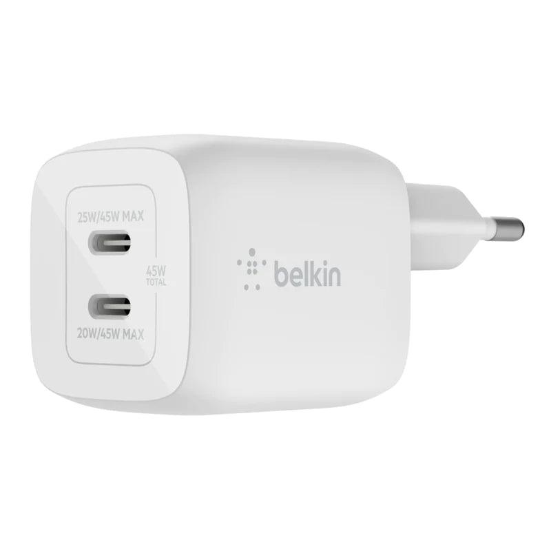 Belkin Dual 45W USB C PD GaN Fast Charger with PPS - White