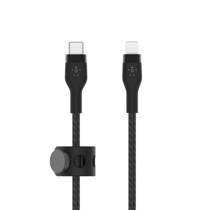 Belkin PRO Flex USB C Braided Silicone Cable with Lightning - Black