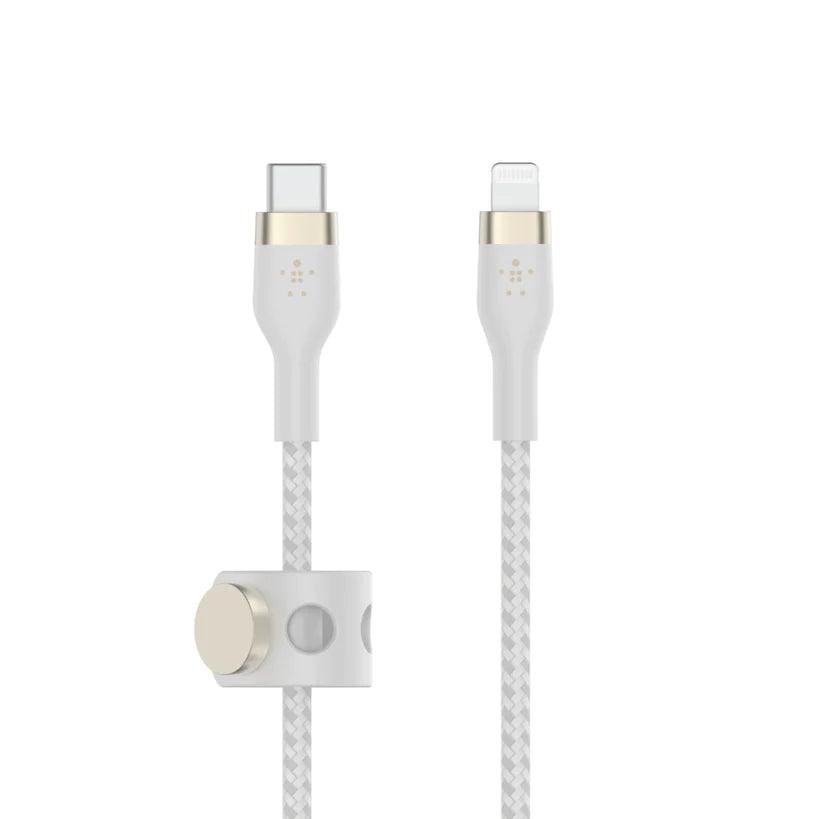 Belkin PRO Flex USB C Braided Silicone Cable with Lightning  - White