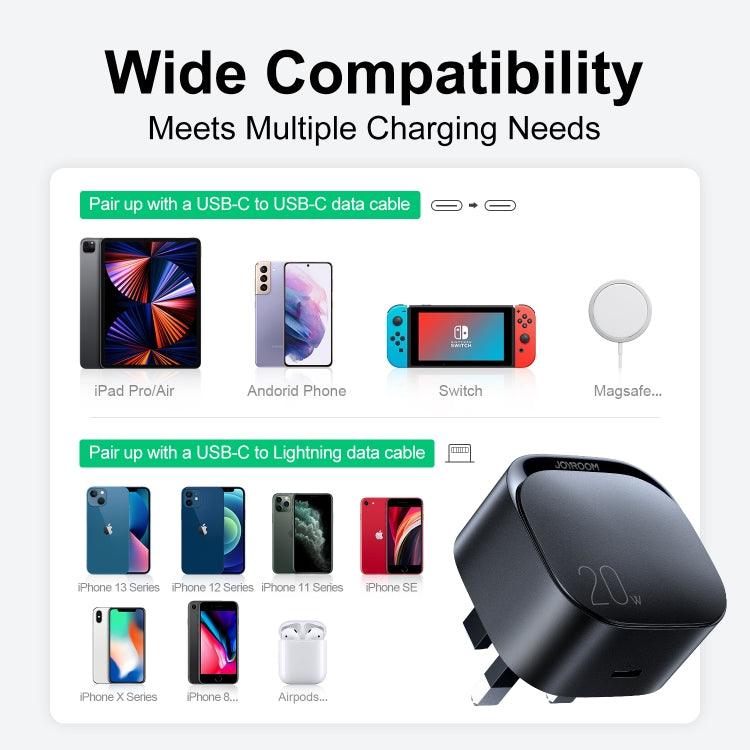 شاحن سريع جوي روم 20 وات يو إس بي سي & تايب سي - أسود