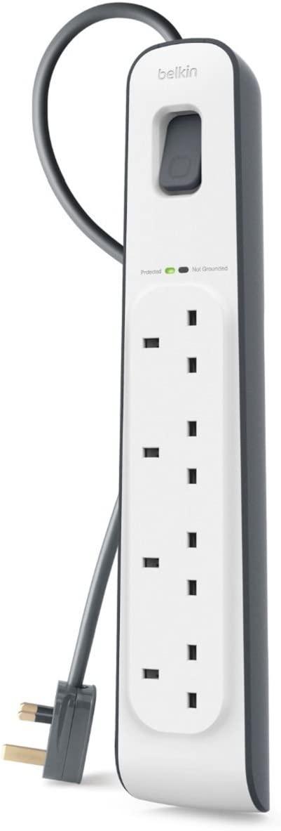 Effective Protection for Devices with Belkin 4-Outlet Strip2M Cord - White