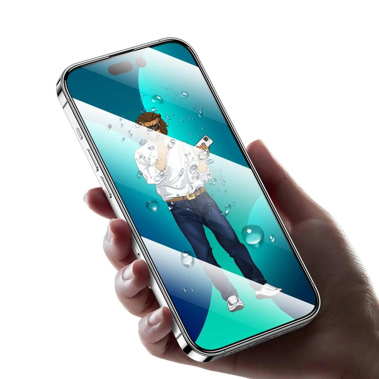 Green 9H Steve Glass Strong Full Screen Protector for iPhone 14 Pro ( 6.1" ) - Clear