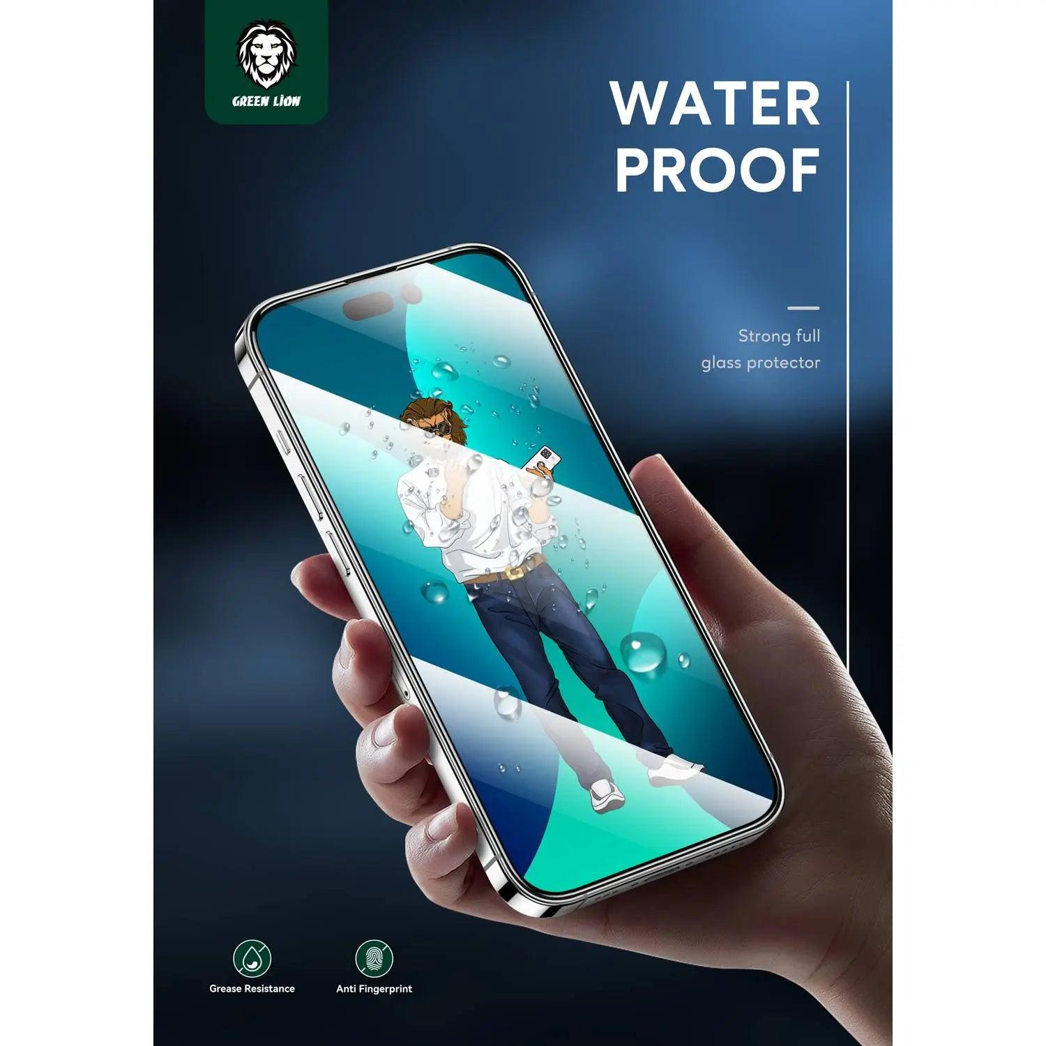Green 9H Steve Glass Strong Full Screen Protector for iPhone 14 Pro ( 6.1" ) - Clear