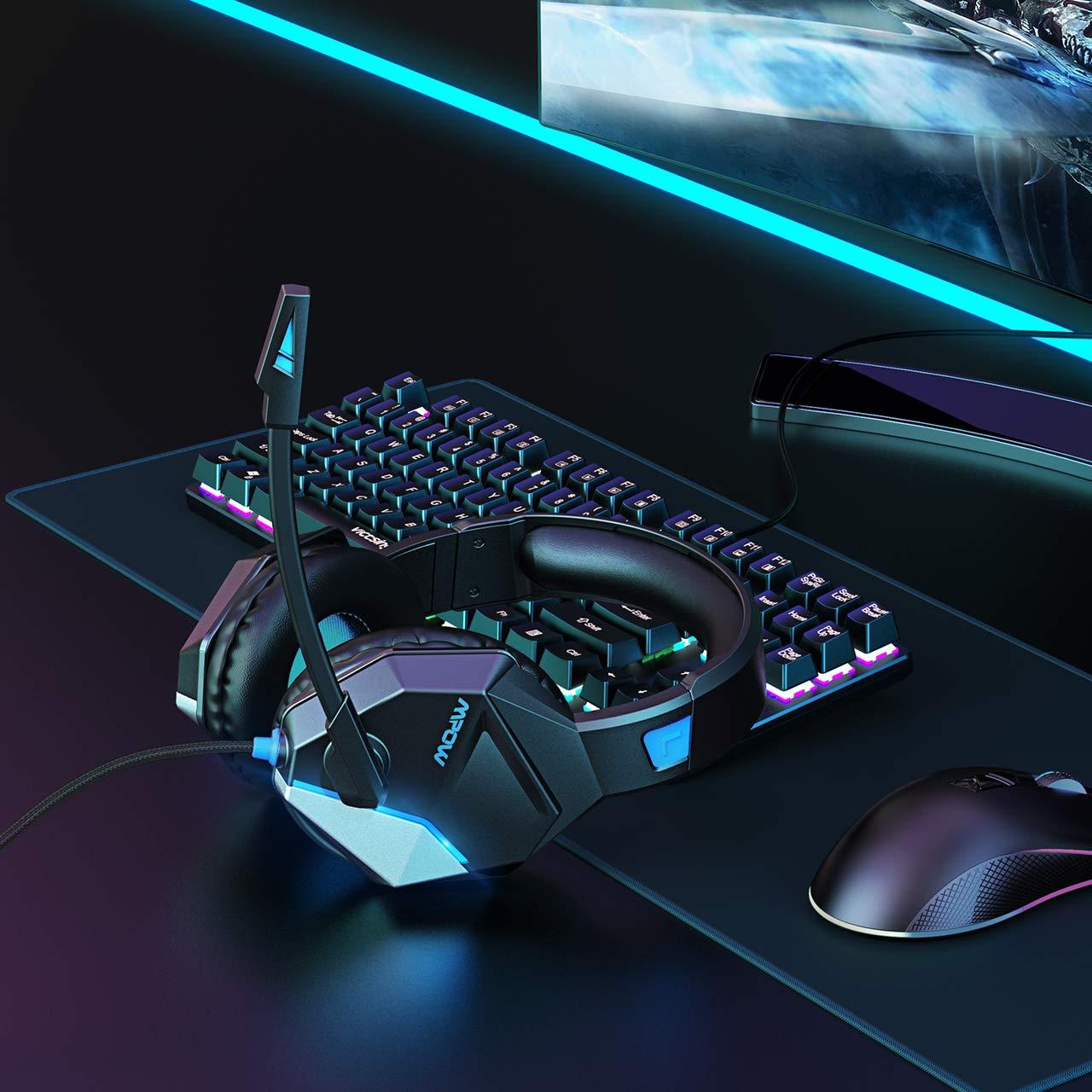 سماعة رأس سلكية للألعاب MPOW EG10 باللونين الأسود والأزرق