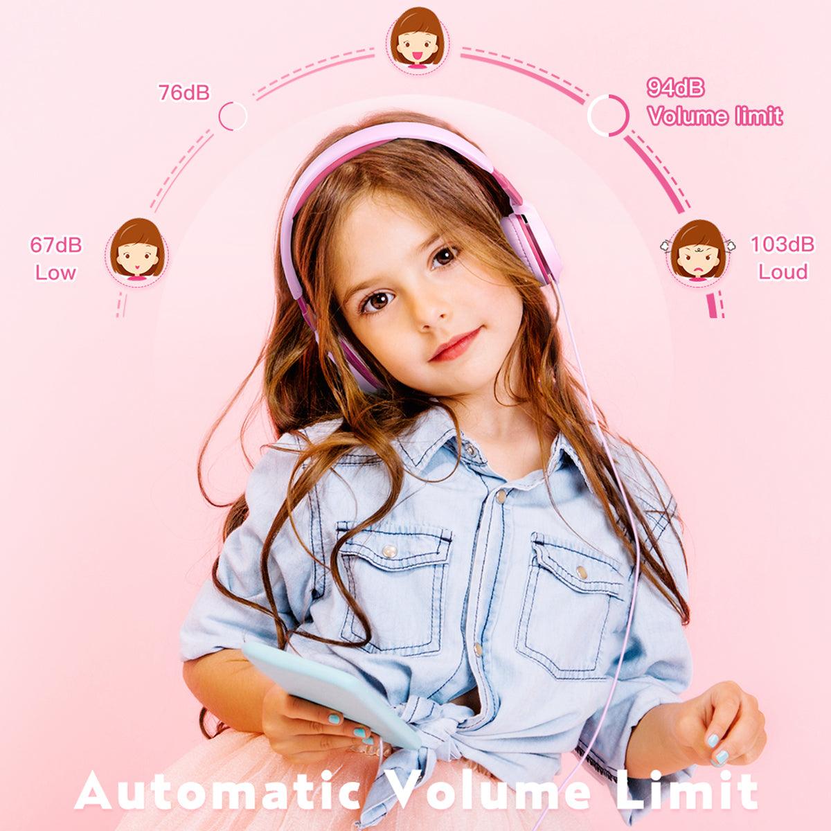 سماعة رأس سلكية للأطفال من MPOW Che1 باللون الوردي
