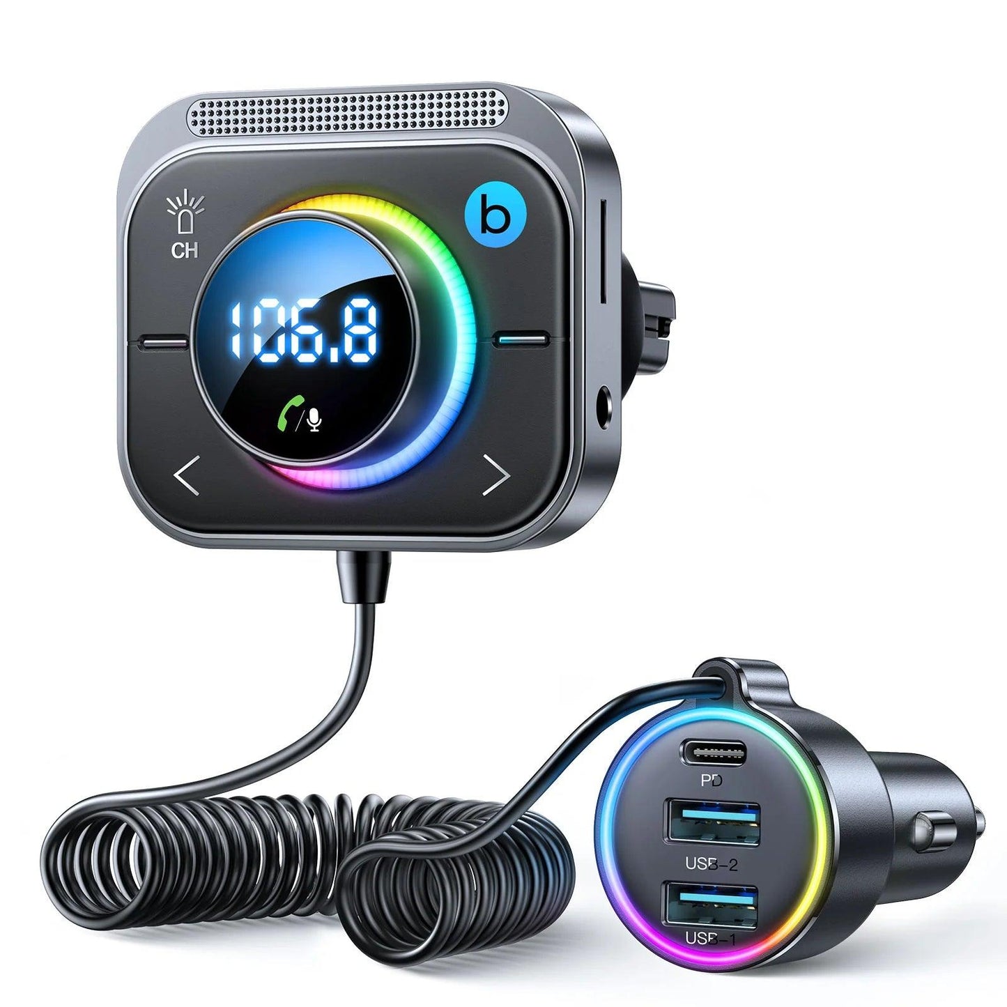Joyroom 30W Bluetooth Car Transmitter Charger & Music Hub - Black