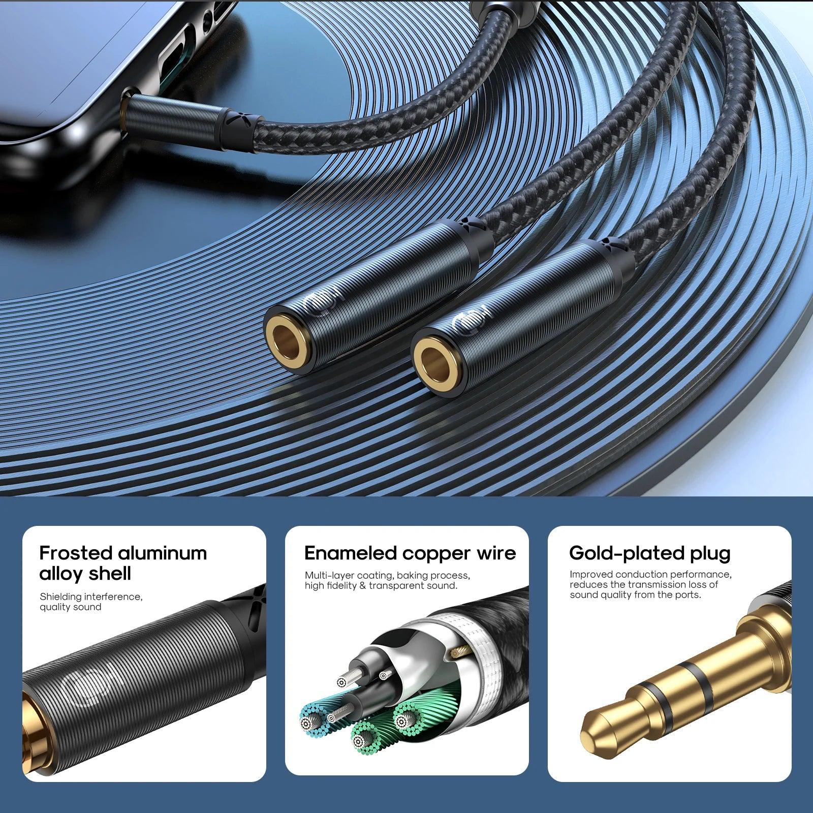 Joyroom SY A04 Headphone Y Splitter Audio Cable 0.2m