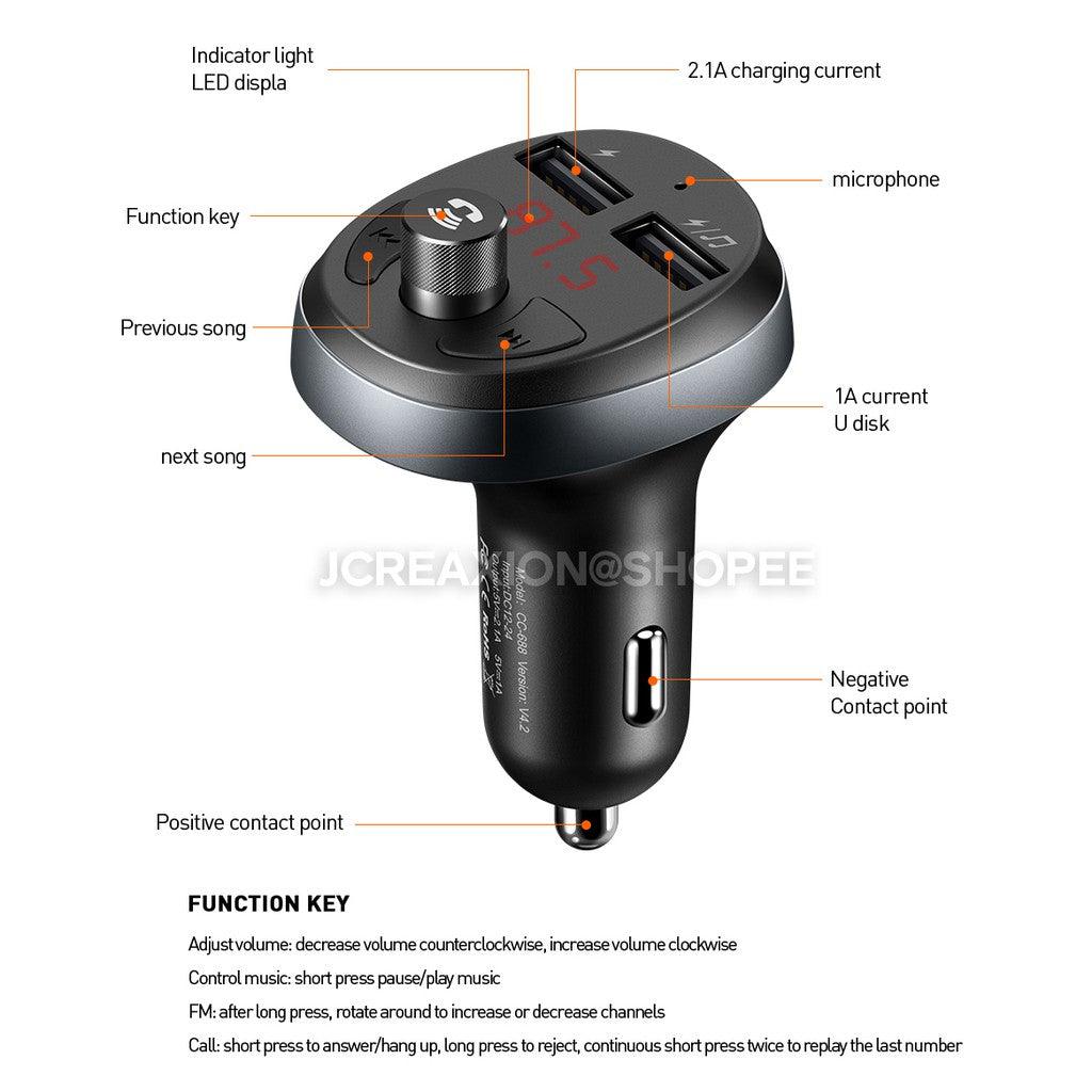 MCDODO Bluetooth FM Radio Transmitter Dual Port Car Charger