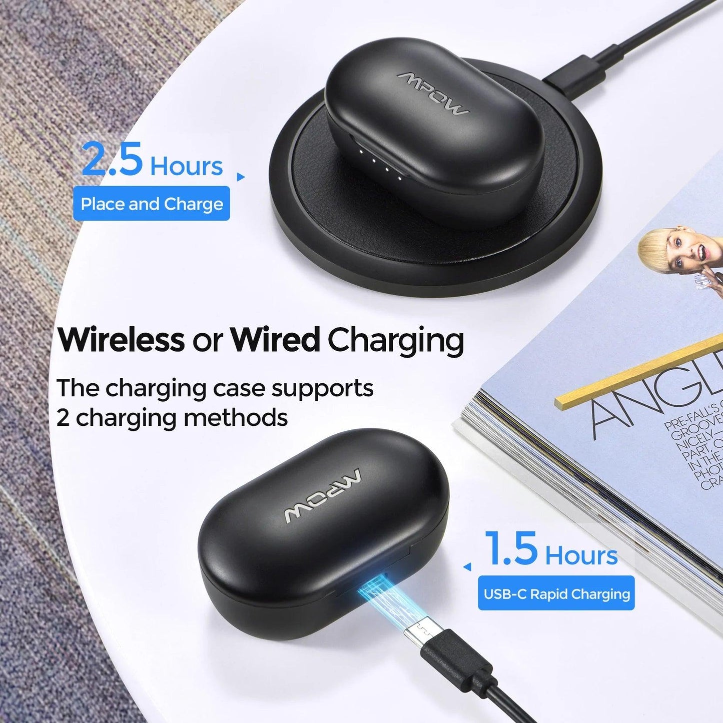 MPOW MX1 Wireless Earbuds, black