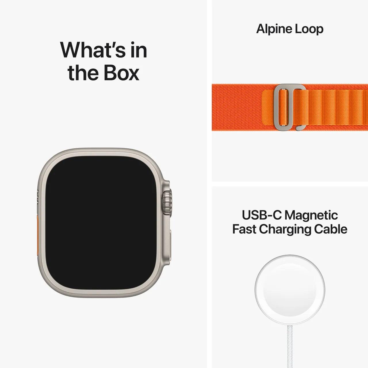 ساعة Apple Watch Ultra GPS + Cellular، هيكل من التيتانيوم مقاس 49 مم مع حلقة Trail Loop