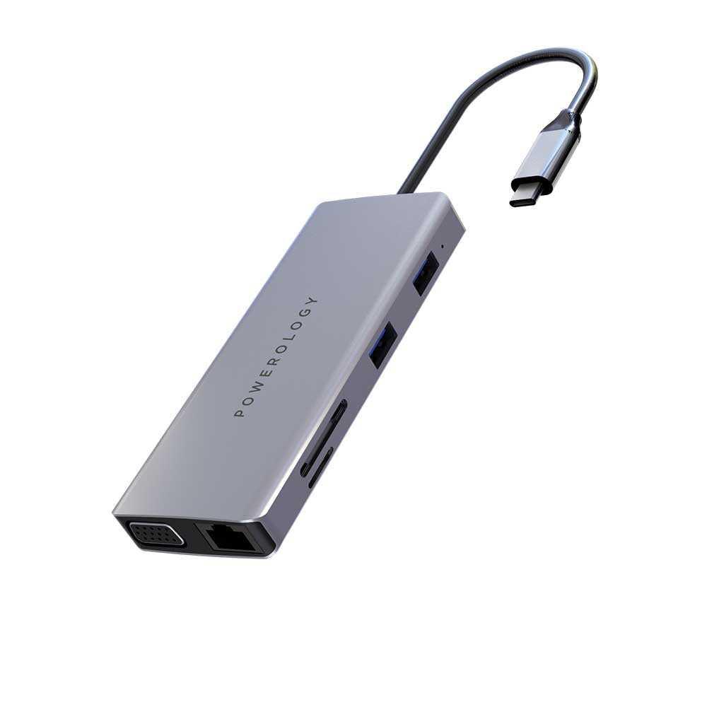 موزع USB-C 11 في 1 من Powerology - رمادي