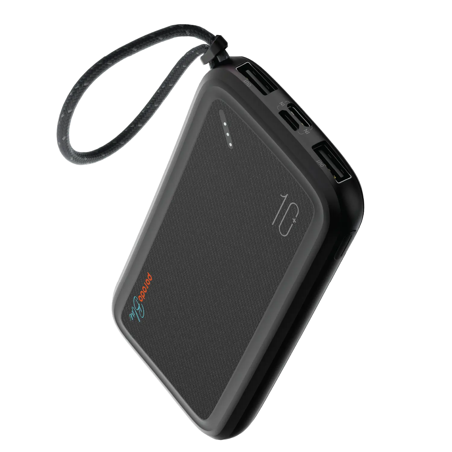 Porodo Power Bank 10000mAh ( Dual USB-A Output + Type-C & Micro USB Input ) - Black