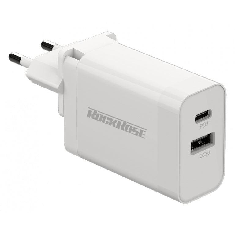 Rock Rose Casa PQ Pro 30W PD Dual Port Travel Charger – White