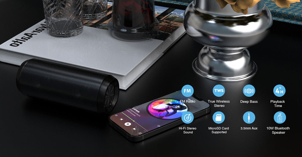 Rockrose 10W Bluetooth Speaker with Radio & Stereo Sound