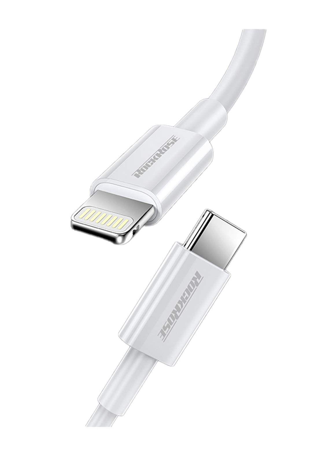Rockrose USB C to Lightning Cable 18W White 1m Fast Charge