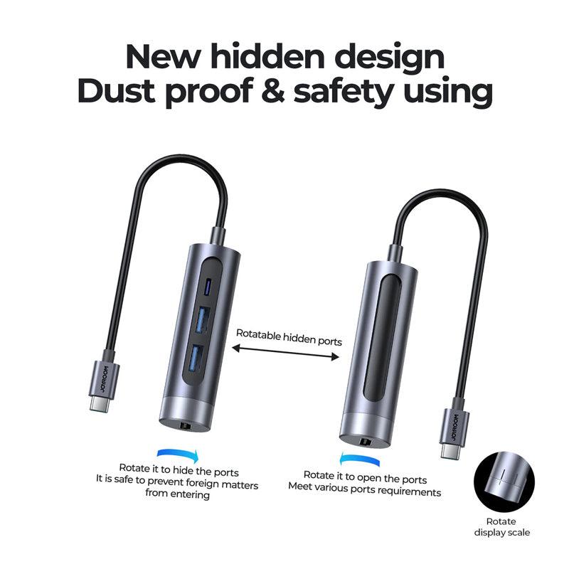 قاعدة شحن مخفية 4 في 1 من جوي روم بتصميم صغير الحجم وشحن سريع - رمادي