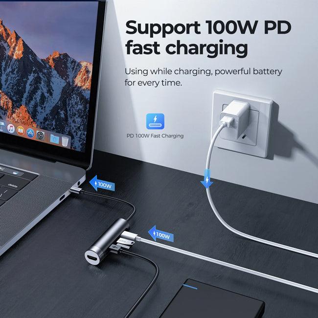 قاعدة شحن مخفية 4 في 1 من جوي روم بتصميم صغير الحجم وشحن سريع - رمادي