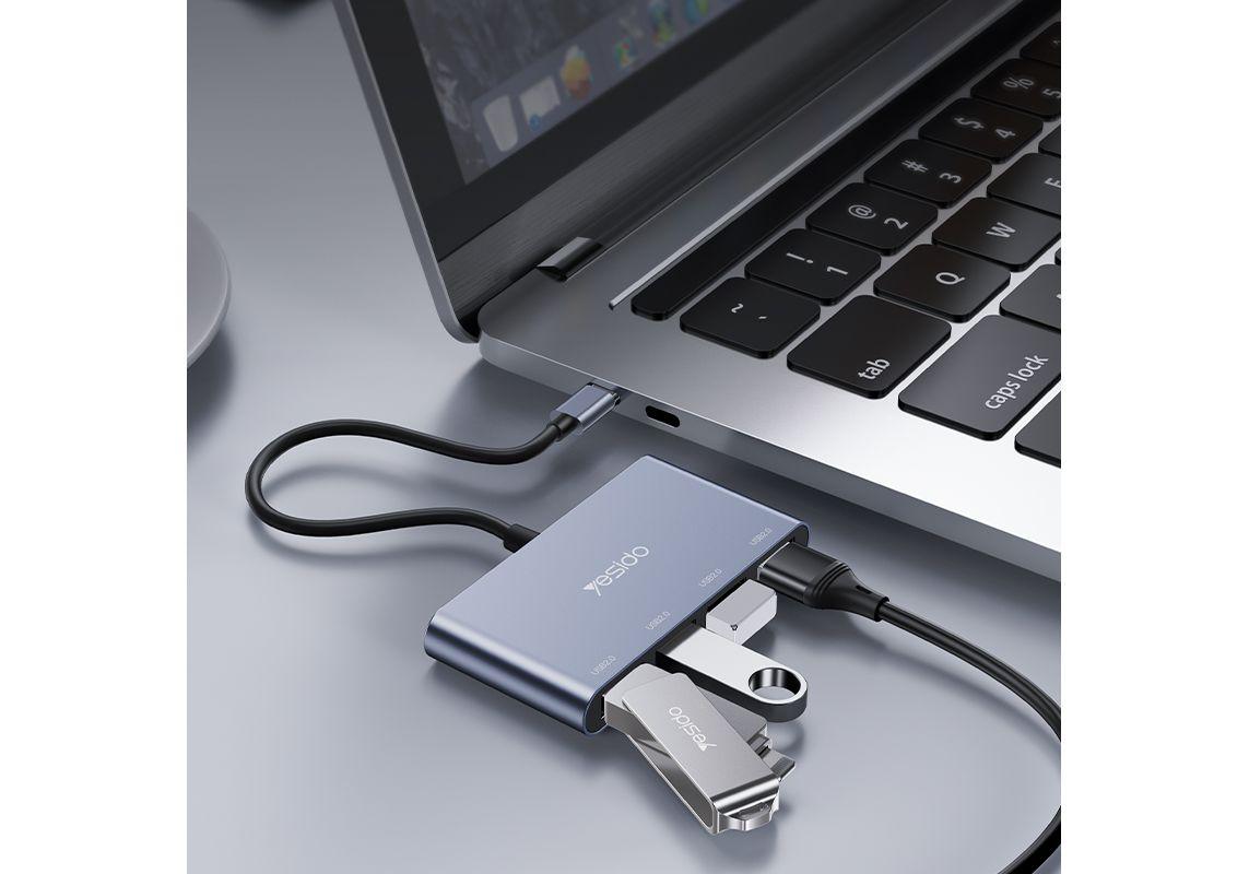YESIDO HB13 USB C Hub with 4 USB 2.0 Ports Aluminum Design