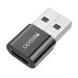 Yesido GS09 USB to Type C Adapter Fast Data & Charging - Black
