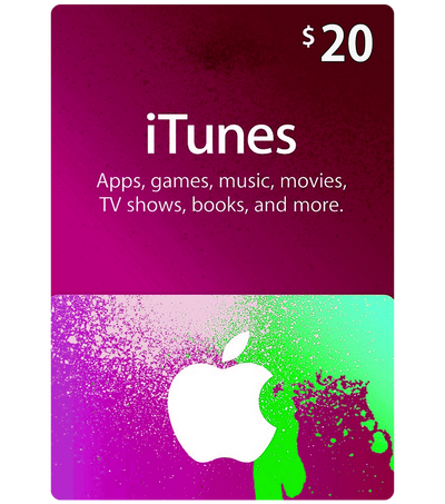 بطاقة هدايا رقمية من iTunes بقيمة 20 دولارًا أمريكيًا