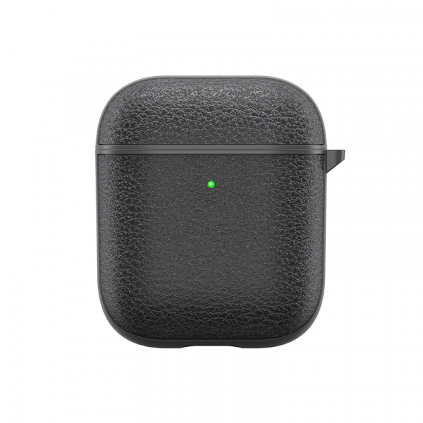 Wiwu calfskin genuine leather airpods case - black