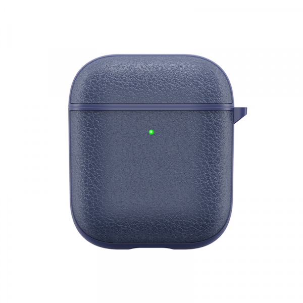 Wiwu calfskin genuine leather airpods case - blue