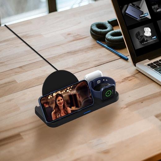 شاحن روك روز  اللاسلكي 15 وات أنيق ومتعدد الاستخدامات - أسود