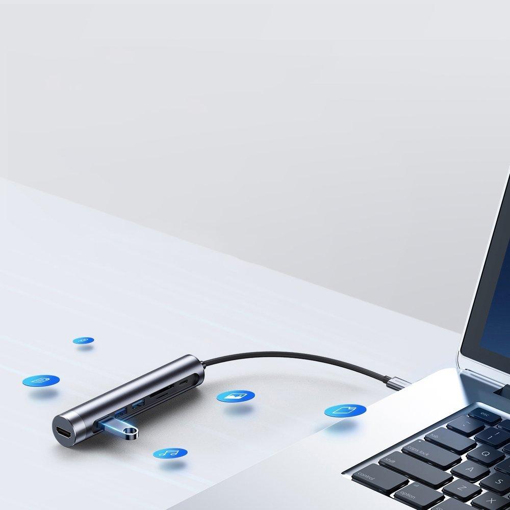 Joyroom 7 in 1 USB C Hub 100W 4K HDMI USB 3.0 SD Slots - Black