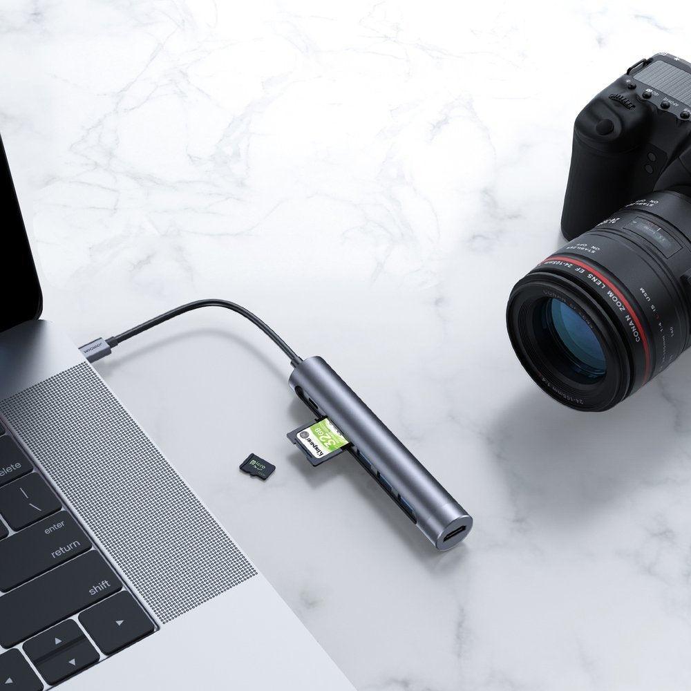 Joyroom 7 in 1 USB C Hub 100W 4K HDMI USB 3.0 SD Slots - Black
