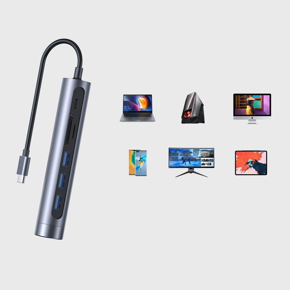 Joyroom 7 in 1 USB C Hub 100W 4K HDMI USB 3.0 SD Slots - Black